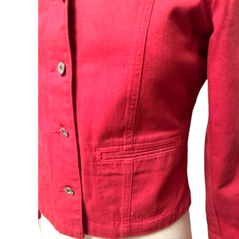 Red Denim Jean Jacket - Picture 3 of 8